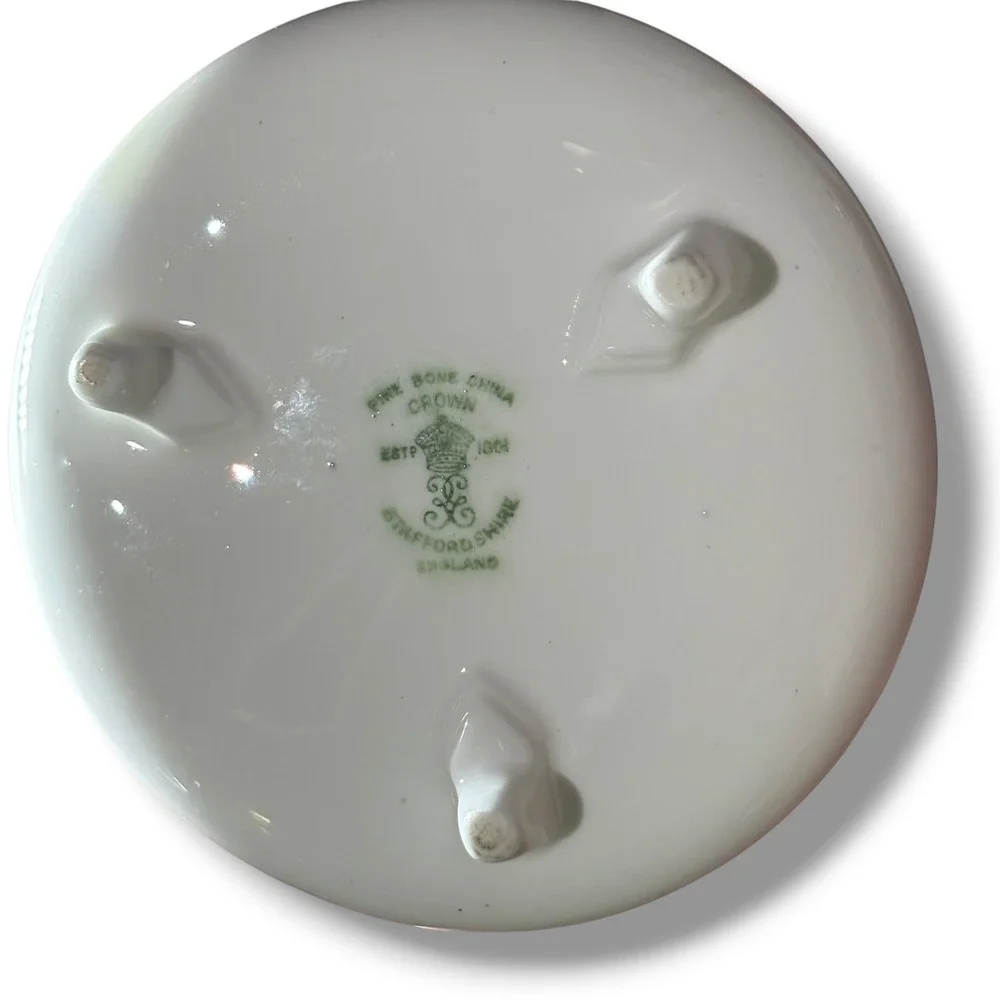 Crown Staffordshire Fine Bone China Floral Candle Holder Vintage England Rose